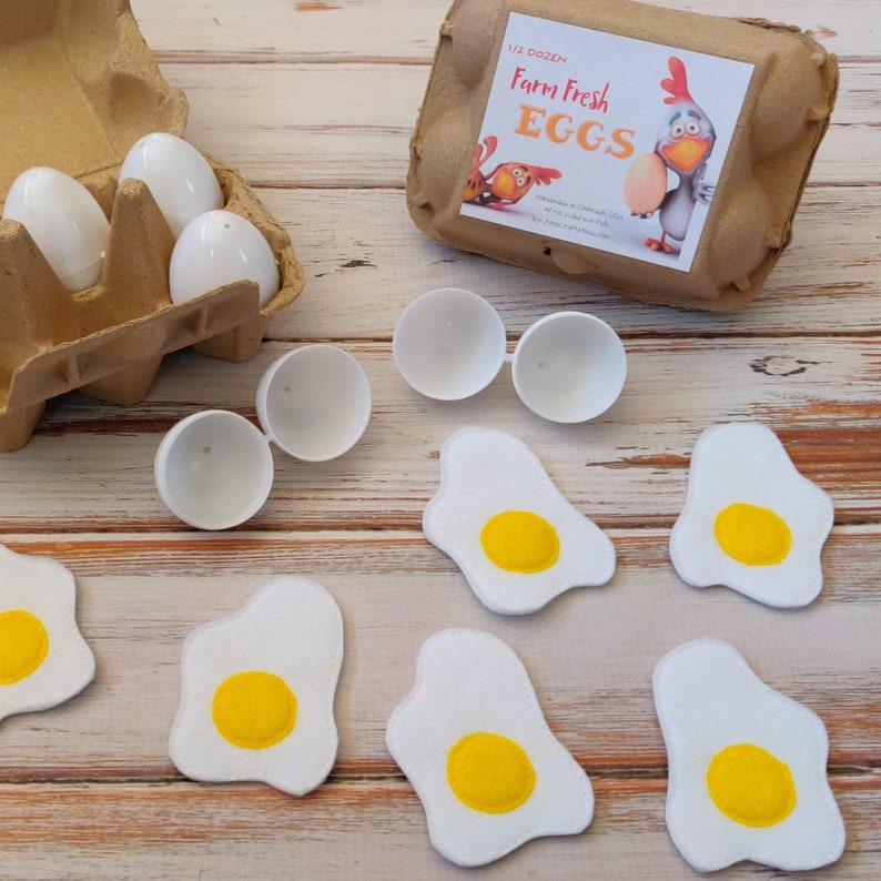 Pretend Eggs Play Food, Crackable Eggs, Felt Food, Breakfast Eggs, Pretend Play image 8