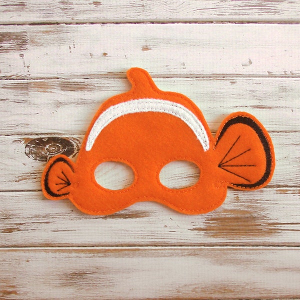 Clown Fish, Felt Kids Mask, Dress up, Halloween Costume, Imaginary Play, Handmade