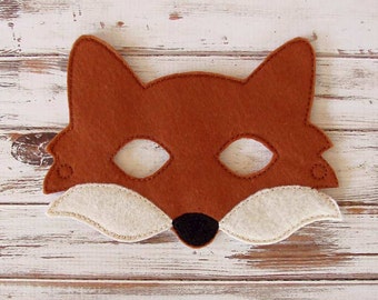 Fox Mask,  Felt Kids Animal Mask, Costume Dress Up, Halloween, Pretend Play