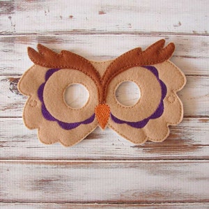 Felt Owl Mask - Animal - Kids Mask - Costume - Dress Up - Halloween - Party Favors