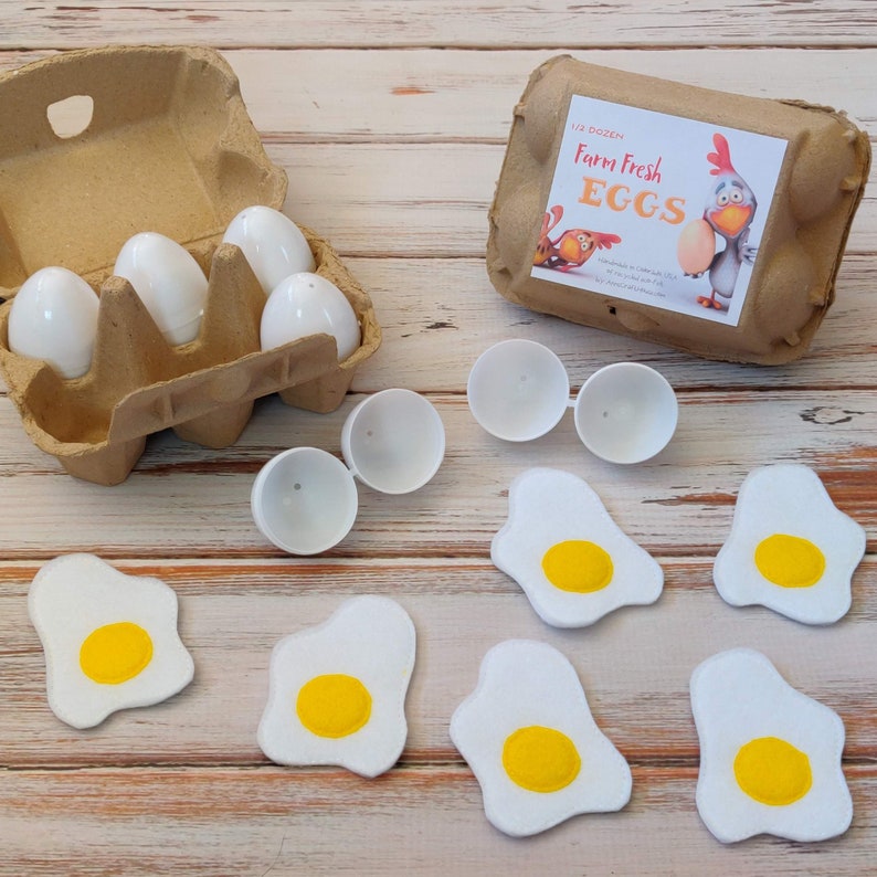 Pretend Eggs Play Food, Crackable Eggs, Felt Food, Breakfast Eggs, Pretend Play image 7