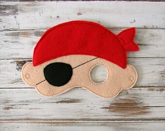 Pirate Mask, Felt Kids Mask, Costume Dress Up Pretend Play, Halloween