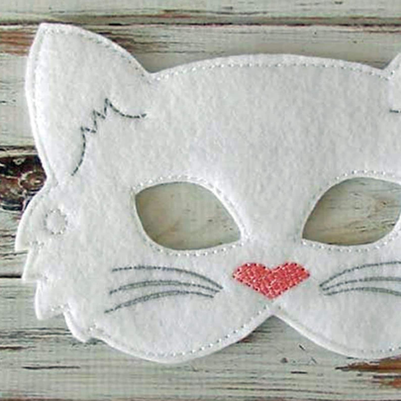 Kids Cat Mask Felt Mask Kitty White Black Costume Etsy