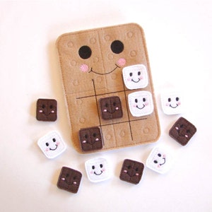 Tic Tac Toe Kids Game Travel Game, Educational, Felt Toy Smores