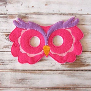 Owl Mask Dress Up - Kids, Animal Mask, Halloween, Costume - Pretend Play - Hot Pink - Purple