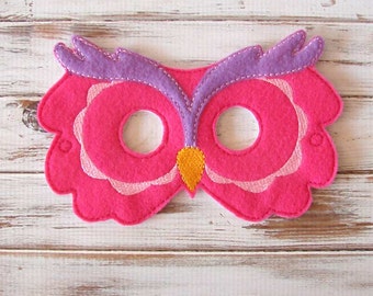 Owl Mask Dress Up - Kids, Animal Mask, Halloween, Costume - Pretend Play - Hot Pink - Purple