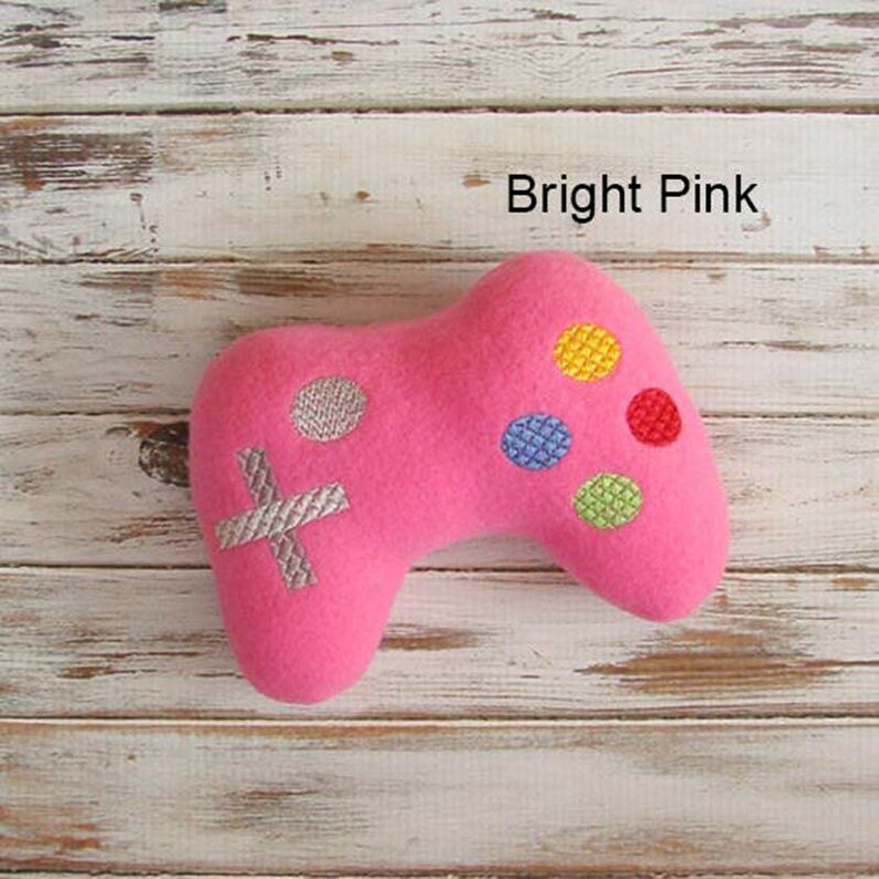 Soft Baby Toy, Game Controller, Geeky Baby, Toddler Girl, Fleece, Stuffed Toy, Pastel Pink Bright Pink