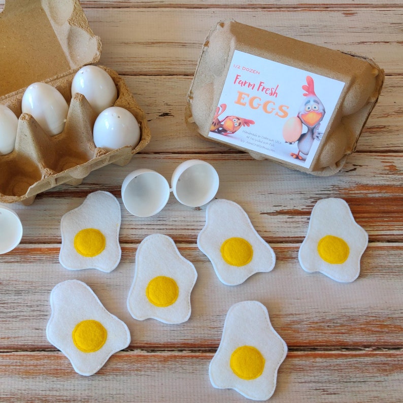 Felt Food Imaginative Play Eggs Pretend Play Kitchen Fake Etsy
