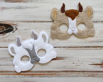 Goat Mask, Handmade Felt Kids Dress Up Pretend Play, Halloween Costume