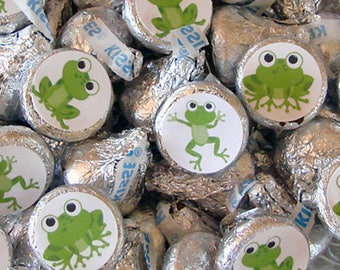 Frog Party, Candy Stickers - Chocolate Kisses, Candy Labels - Frog Birthday, Party Favors, Printed