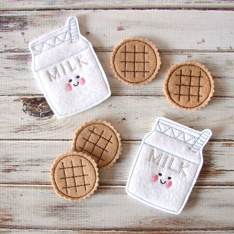 Pretend Felt Food Cookies and Milk Kids Play Food Felt Etsy
