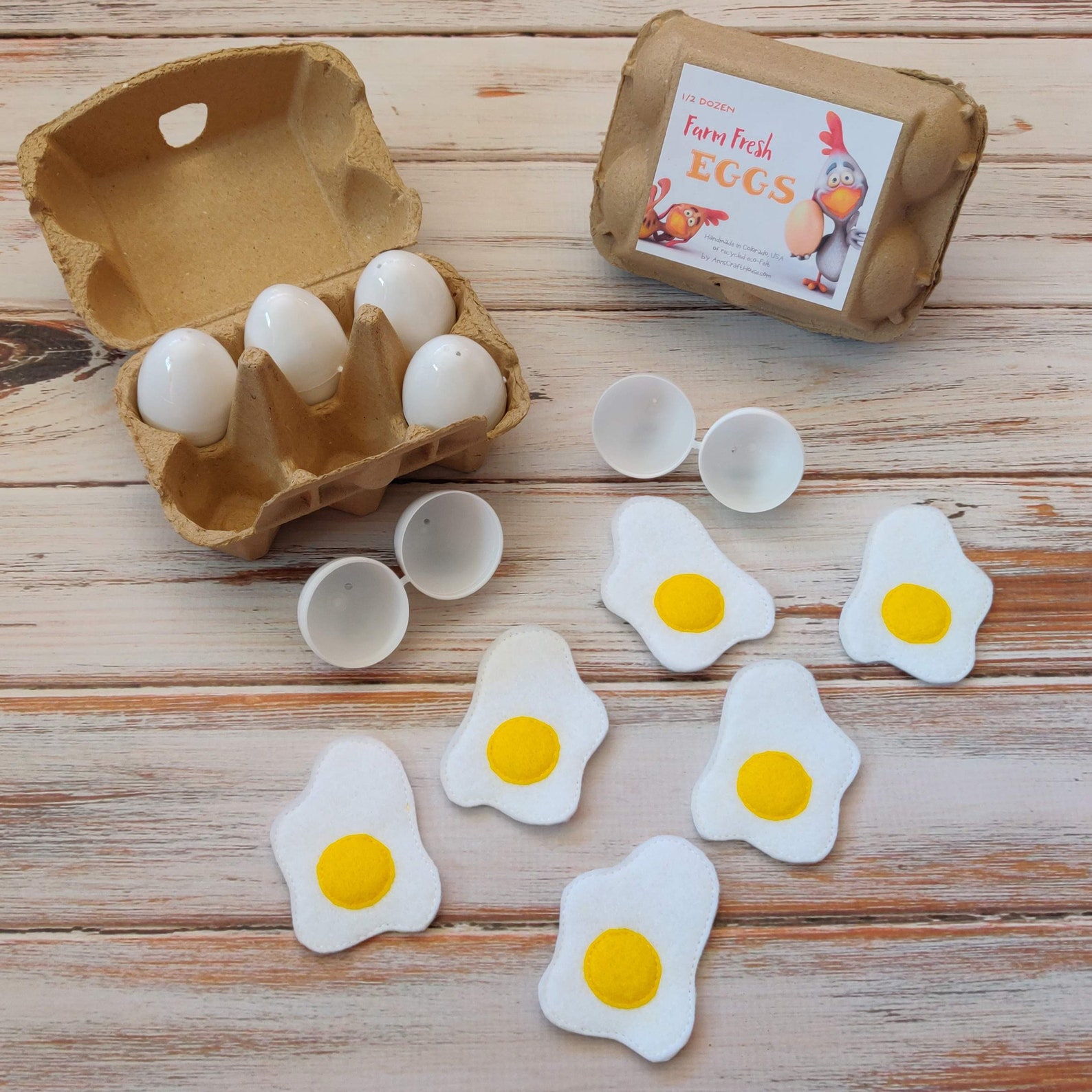 Pretend Eggs Play Food Crackable Eggs Felt Food Breakfast Etsy