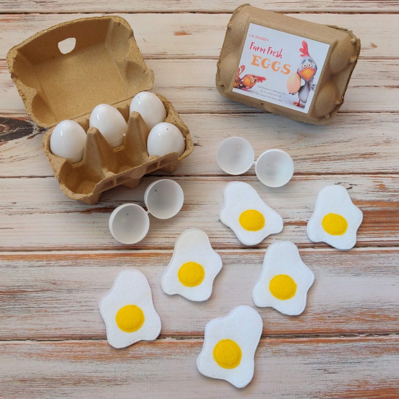 Pretend Eggs Play Food, Crackable Eggs, Felt Food, Breakfast Eggs, Pretend Play image 5