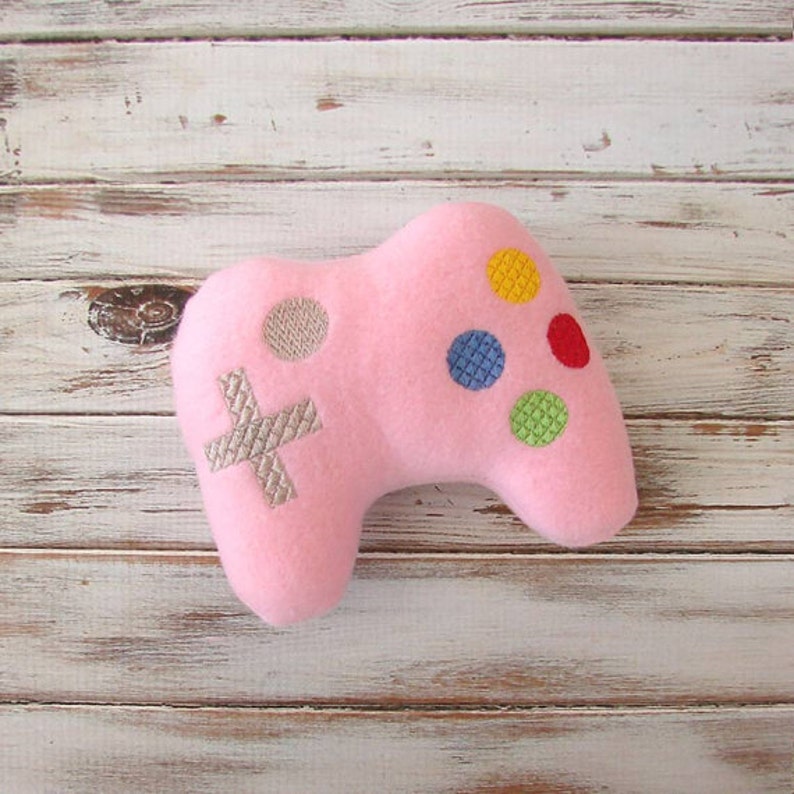 Nerdy Baby, Geek, Game Controller, Geeky, New Baby Gift, Fleece, Stuffed Toy, Pastel Pink