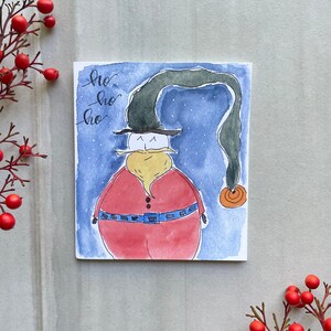 Modern Watercolor Christmas Santa | Set of 8 cards and envelope