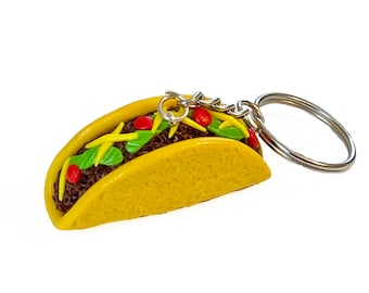 Taco Keychain - Food Keychain - Polymer Clay Keychain - Taco Key Ring - Mexican Food Keychain - Polymer Clay Food - Cute Keychain