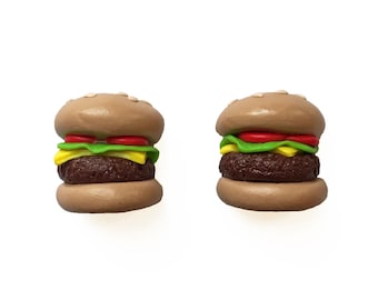 Hamburger Magnets - Food Magnets - Cheeseburger Magnets - Polymer Clay Magnets - Refrigerator Magnet - Miniature Food - Kitchen Magnets