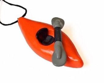 Kayak Ornament - Boat Ornament - Christmas Ornament - Polymer Clay - Kayaking Gift - Kayak With Paddles