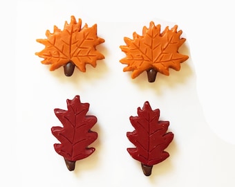 Leaf Magnets - Thanksgiving Magnets - Autumn Magnets - Fall Magnets - Maple Leaf - Fall Foliage Magnet - Halloween Magnets - Oak Leaf