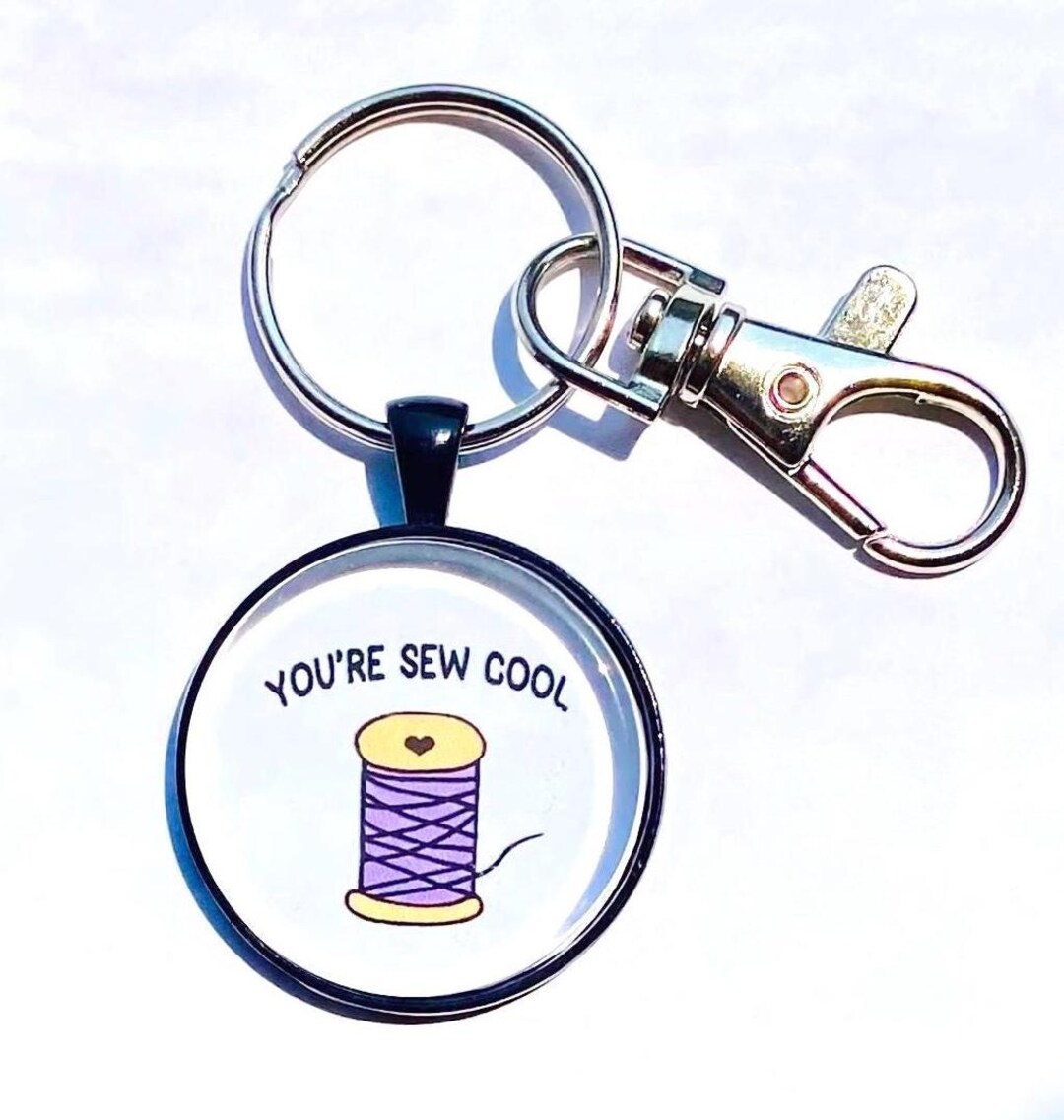 Thread Keychain - Hand-drawn Sewing Key Ring - Seamstress Gift - Etsy