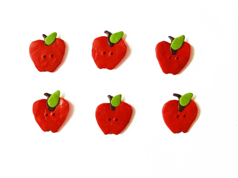 Apple Buttons Food Buttons Sewing Buttons Polymer Clay Etsy