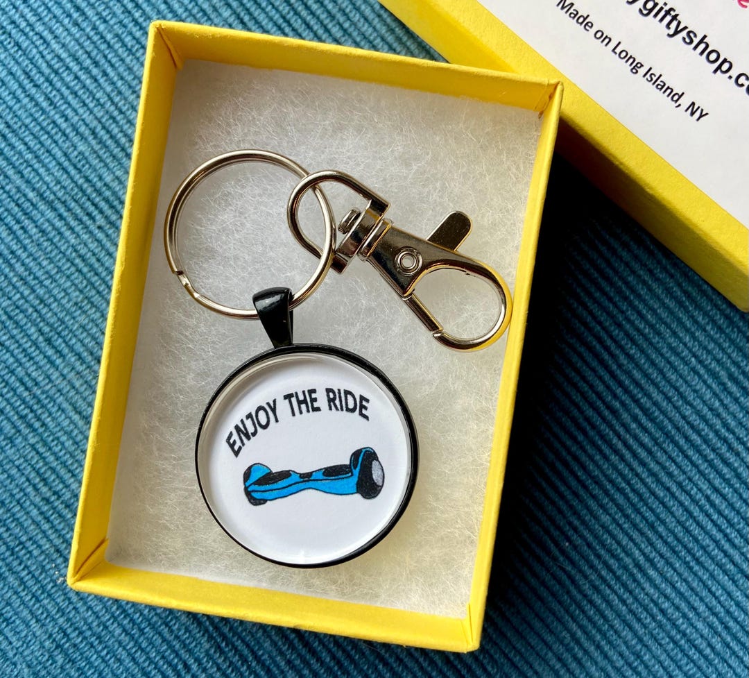 Hand-drawn Scooter Keychain – Glass Tile Key Ring, Self-balancing Board ...