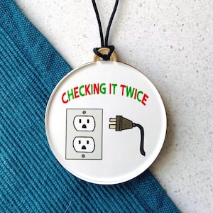 Funny OCD Ornament - Christmas Ornament - Outlet Checking - Dark Humor - Humorous Mental Health Gift - Hand Drawing