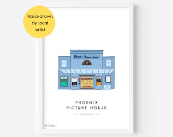 Phoenix Picture House Cinema Oxford Wall Art Print OX2 - Jericho, University, Historic, City, Building - Illustration Poster