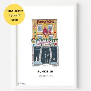 Punkyfish Store Camden Town Wall Art Print NW1 - Market, Clothes Shop - Illustration Poster