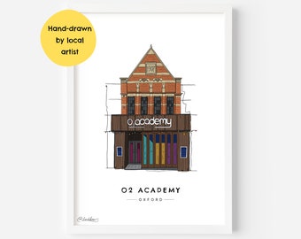 Oxford O2 Academy Wall Art Print OX4 - Live Music Venue, Cowley Road, The Plain, The Zodiac, Rock, Iffley Road, City - Illustration Poster