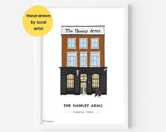 Hawley Arms Camden Town Wall Art Print NW1 - Chalk Farm, Music Venue, North London, Beer Gift - Illustration Poster