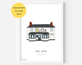 The Star Pub Oxford Wall Art Print OX4 - Cowley Road, The Plain, University, Iffley Road, O2 Academy, City, Student - Illustration Poster