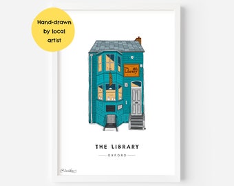 The Library Pub Oxford Wall Art Print OX4 - Cowley Road, The Plain, University, Iffley Road, O2 Academy, City, Student - Illustration Poster