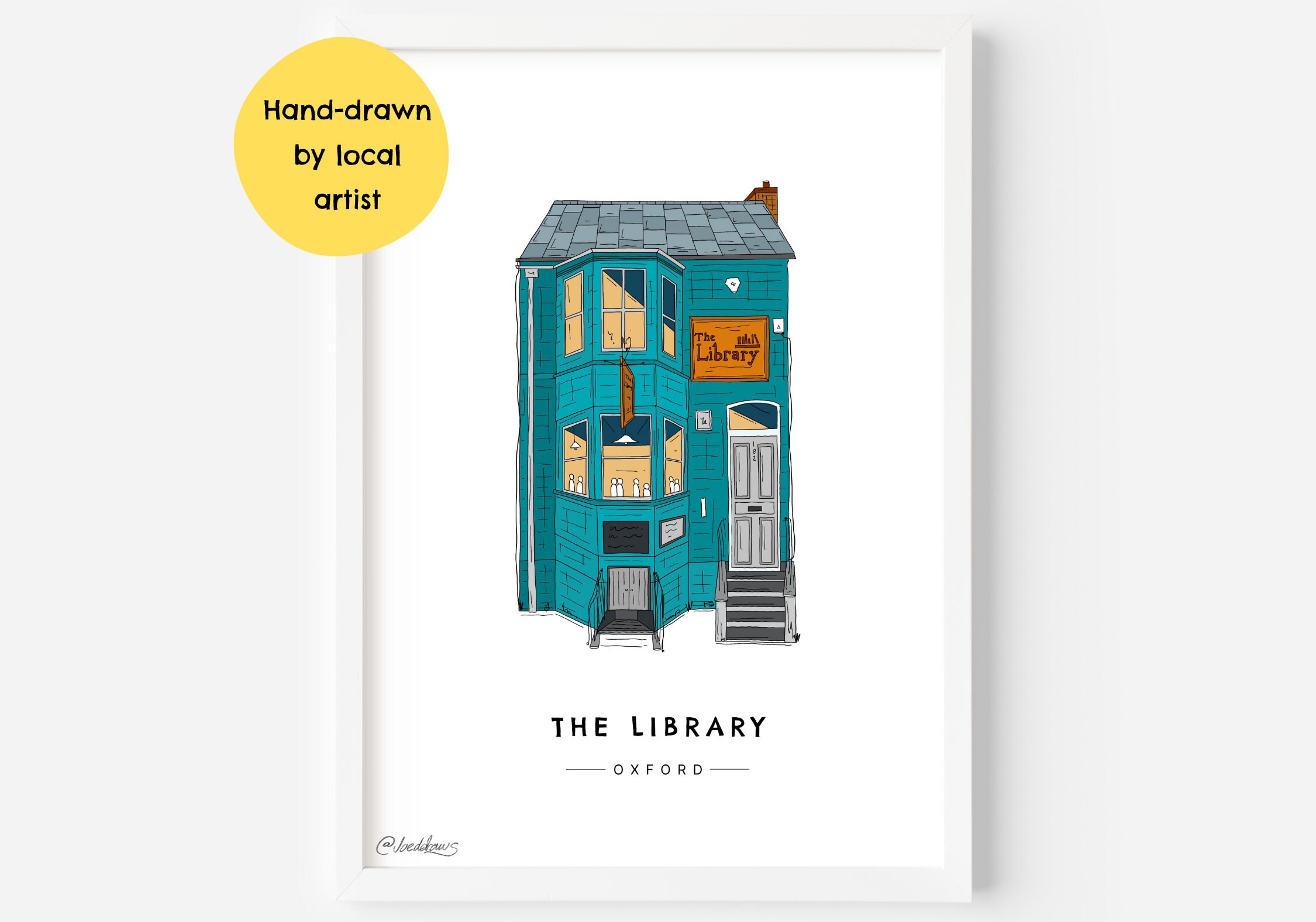 The Library Pub Oxford Wall Art Print OX4 - Cowley Road, The Plain, University, Iffley Road, O2 Academy, City, Student - Illustration Poster