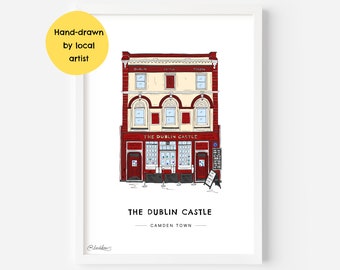 Dublin Castle Camden Town Pub Wall Art Print NW1 - Hawley Arms, Music Venue Print - North London - Illustration Poster