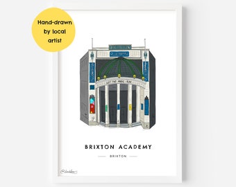 Brixton O2 Academy Music Venue Wall Art Print SW9 - South London, Stockwell, Night Club, Live Music Gift - Illustration Poster