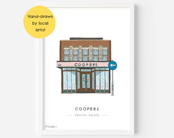 Coopers Bar Crystal Palace Wall Art Print SE19 - South London, Triangle, Westow Hill, Penge, Gipsy Hill - Illustration Poster