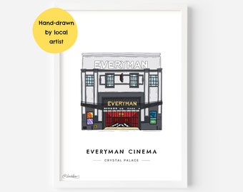 Everyman Cinema Crystal Palace Wall Art Print SE19 - South London, Penge, Triangle, City, London Pub Gift, Art - Illustration Poster