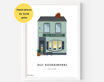 Old Bookbinders Pub, Jericho, Oxford Wall Art Print OX2 - University, Historic, City, Building, Graduation, Press - Illustration Poster