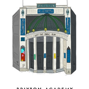 Brixton O2 Academy Music Venue Wall Art Print SW9 South London, Stockwell, Night Club, Live Music Gift Illustration Poster image 3