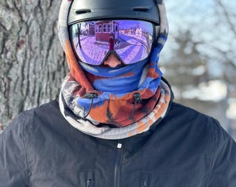 Fleece Ski Hood, Over Helmet Balaclava, Adjustable Winter Mask