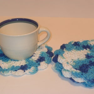 Handmade Crochet Cotton Coasters Set of 4, Hostess Gift, Crochet Housewares image 3