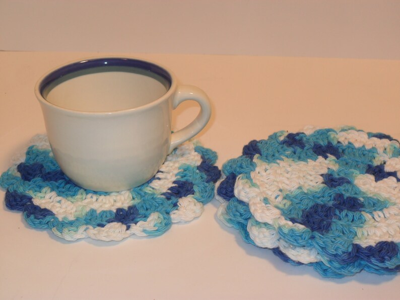 Handmade Crochet Cotton Coasters Set of 4, Hostess Gift, Crochet Housewares image 3