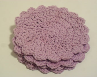 Crochet Cotton Coasters Set of 4, Hostess Gift, Crochet Housewares