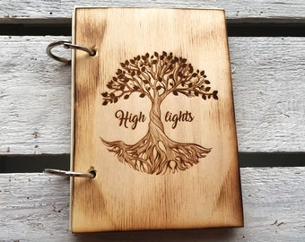 Highlights notebook / wooden book personalized for the annual reviews / memory book Din A6