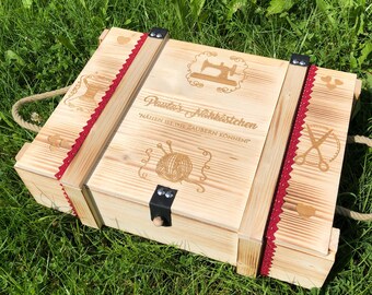 Personalized Engraved Sewing Box – Keepsake Box – Engraved Wooden Box – Wooden Box – Wooden Chest – Sewing Box – Small Sewing Box