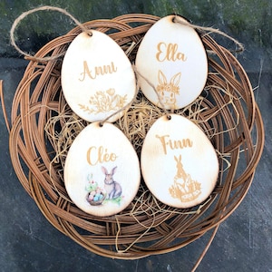 Wooden Easter egg personalized with name / Easter pendant / Easter decoration for Easter basket / Easter bunny / Easter eggs for hanging / Easter eggs made of wood image 1