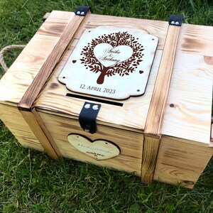 Große Kartenbox zur Hochzeit mit Lebensbaum / Erinnerungskiste Hochzeit/ Hochzeitsgeschenk / Erinnerungsbox zur Hochzeit / Holzkiste Mit Schlitz