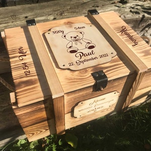 Memory box, personalized with engraving, motif, text for special occasion / gift box / wedding box / birth or christening box / storage box image 1