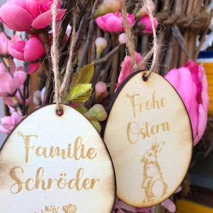 Osterei aus Holz personalisiert mit Name / Osteranhänger / Osterdeko für Osterkorb / Osterhase / Ostereiern zum aufhängen / Ostereier Holz